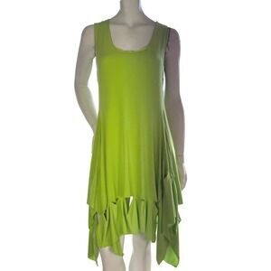 Simpłe Lime Green Handkerchief Hem Dress Fairycore Pixiecore Dopamine Sz Medium